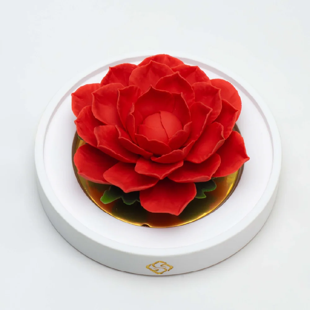 Intangible Cultural Heritage Hand-Pinched Red Camellia Ceramic Flower - Image 2