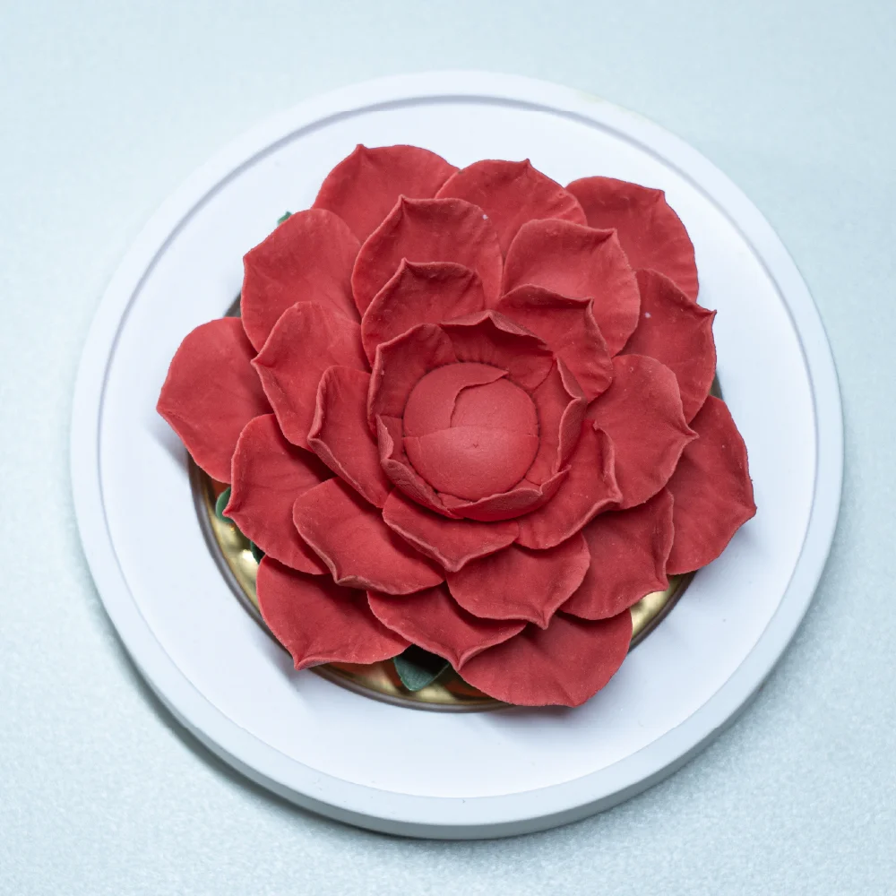 Intangible Cultural Heritage Hand-Pinched Red Camellia Ceramic Flower - Image 5
