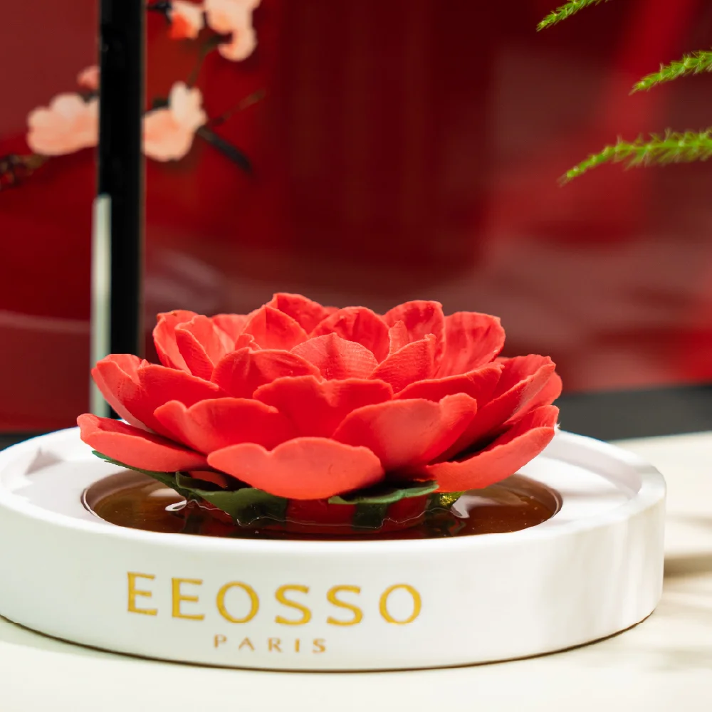 Intangible Cultural Heritage Hand-Pinched Red Camellia Ceramic Flower - Image 4