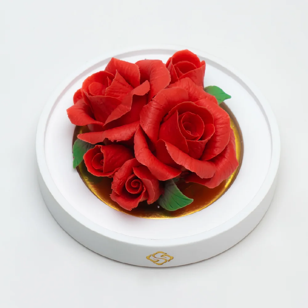 Intangible Heritage Hand-Pinched Red Rose Ceramic Flowers - Image 2