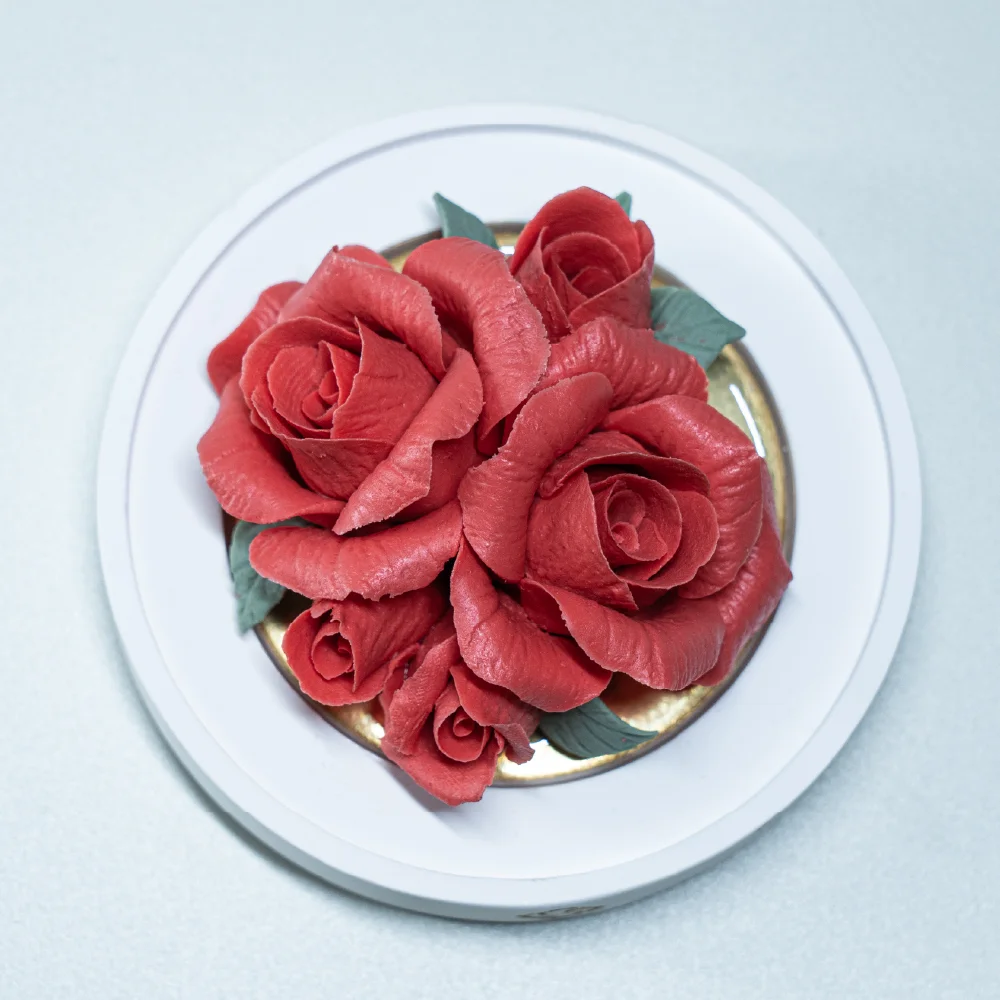 Intangible Heritage Hand-Pinched Red Rose Ceramic Flowers - Image 3