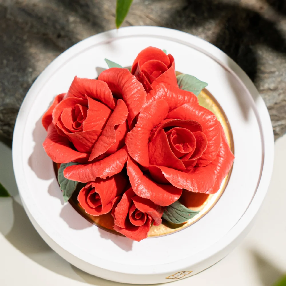Intangible Heritage Hand-Pinched Red Rose Ceramic Flowers - Image 4