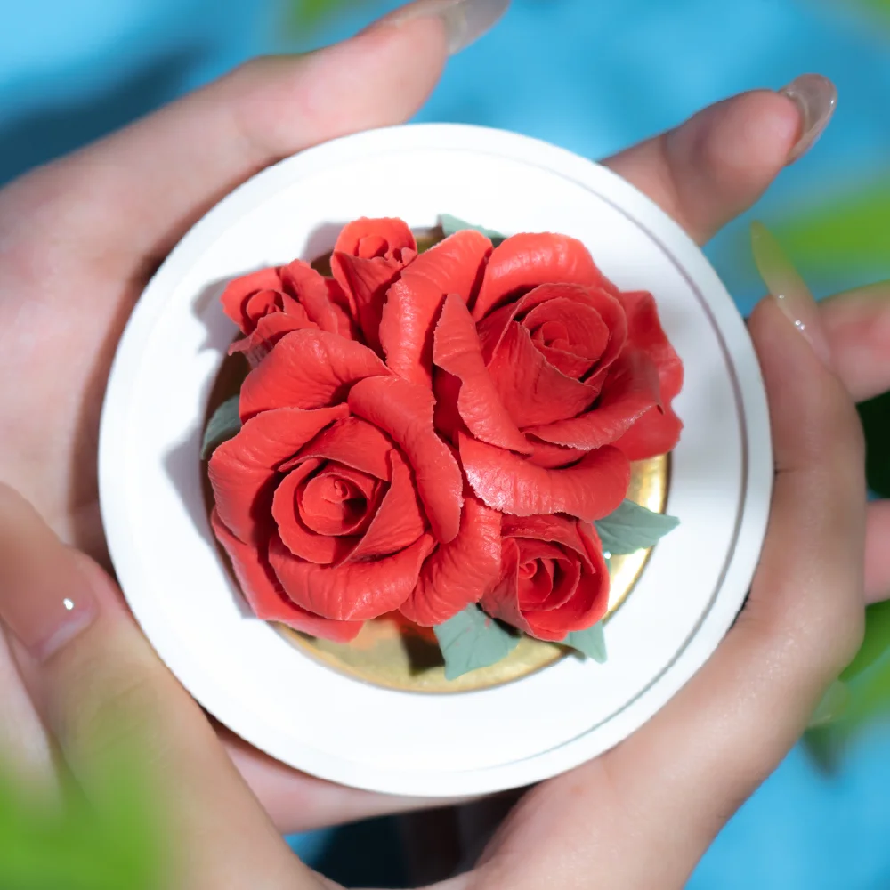 Intangible Heritage Hand-Pinched Red Rose Ceramic Flowers - Image 5