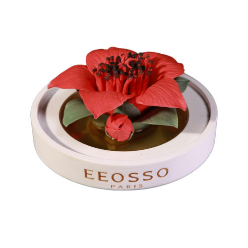 Intangible cultural heritage hand-kneaded red kapok ceramic flowers