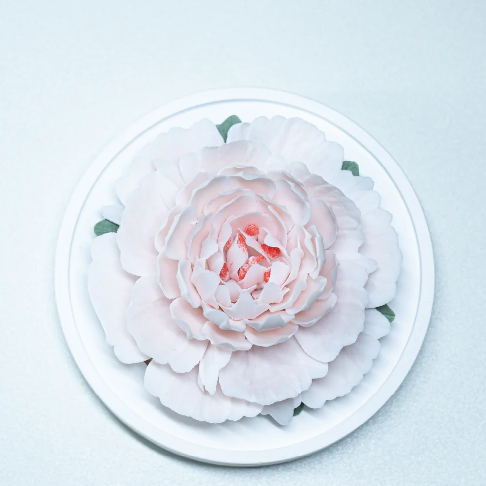 Intangible Cultural Heritage Hand-Pinched Pink Peony Ceramic Flower - Image 5