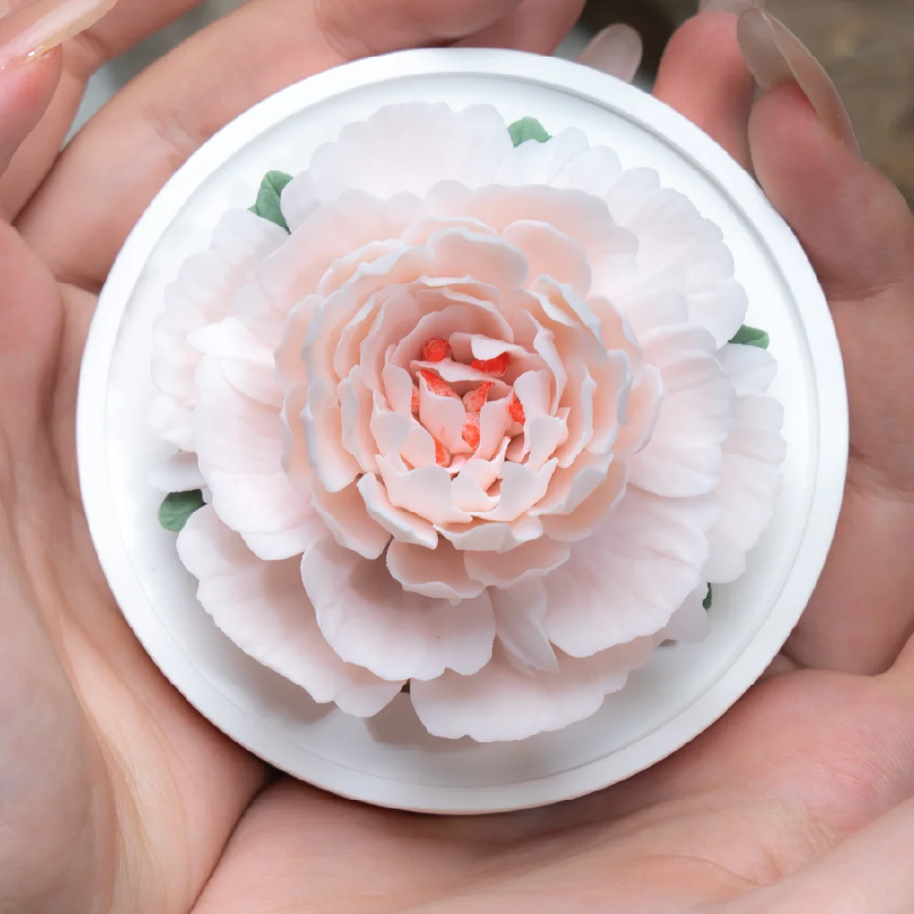 Intangible Cultural Heritage Hand-Pinched Pink Peony Ceramic Flower - Image 7