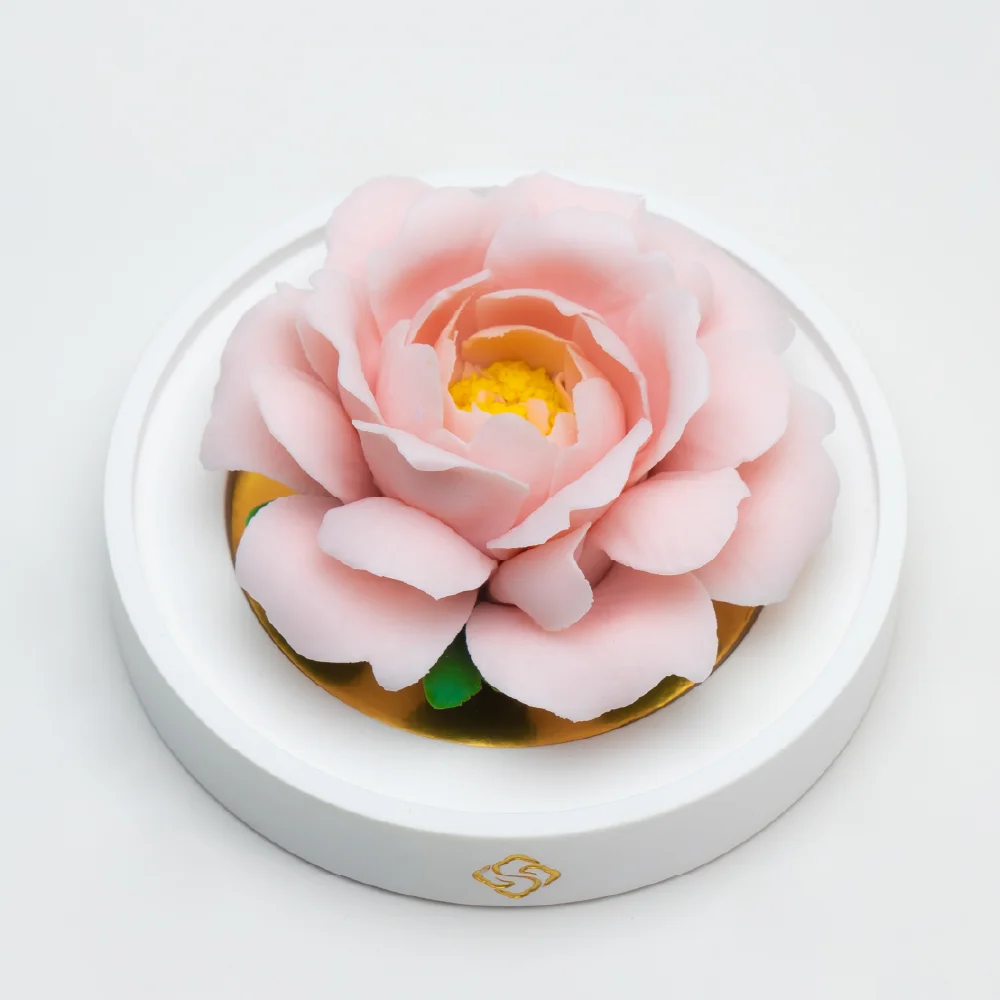Intangible Cultural Heritage Hand-Pinched Pink Small Peony Ceramic Flower - Image 2