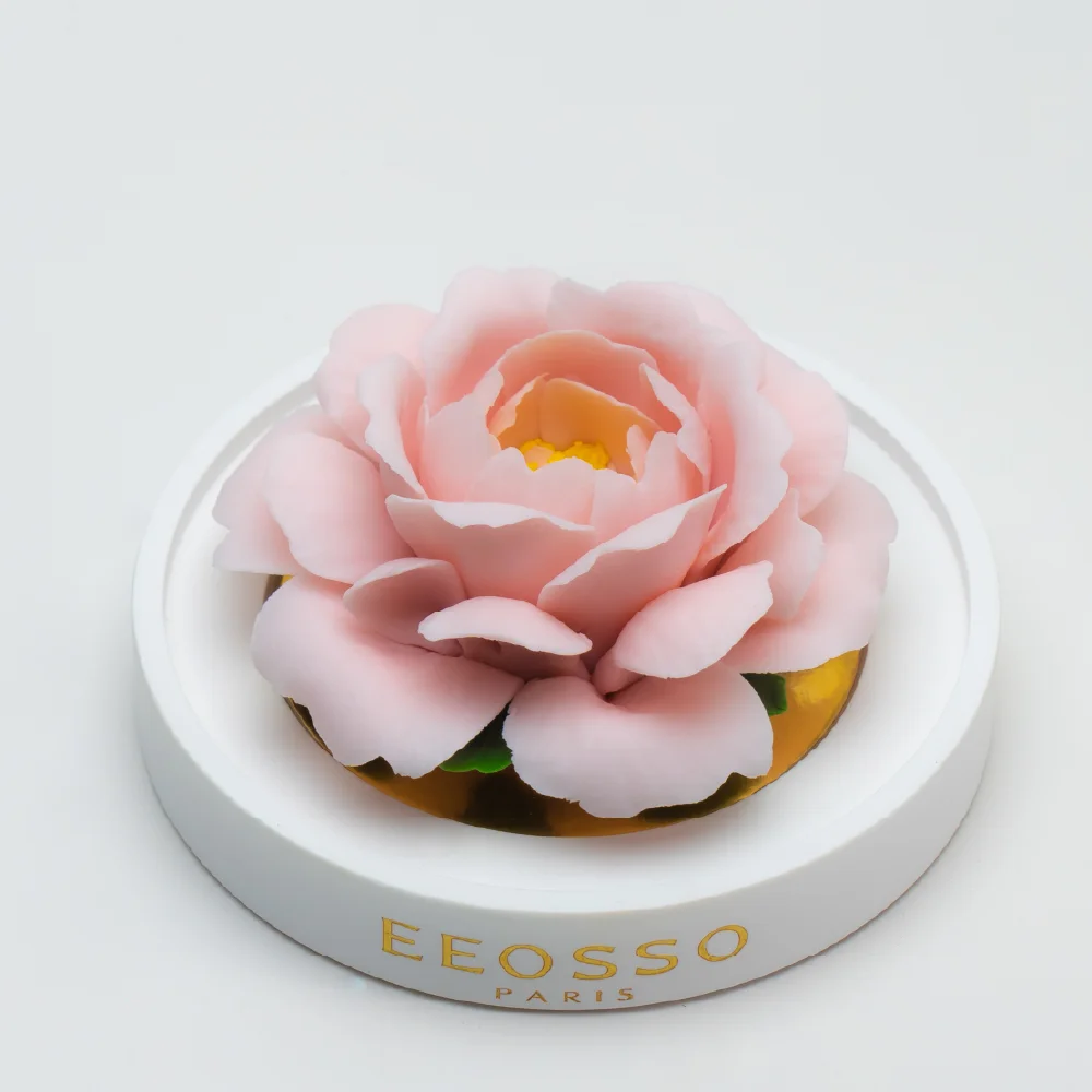 Intangible Cultural Heritage Hand-Pinched Pink Small Peony Ceramic Flower - Image 3