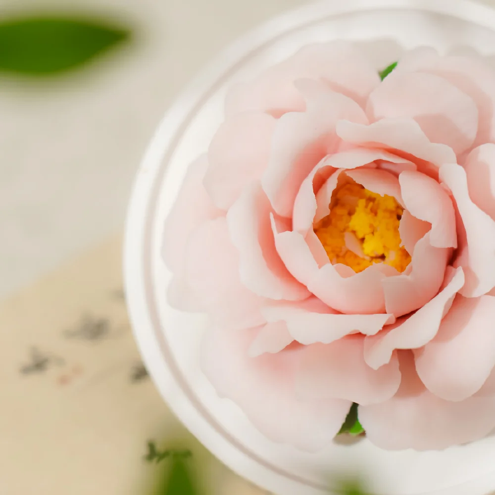 Intangible Cultural Heritage Hand-Pinched Pink Small Peony Ceramic Flower - Image 5