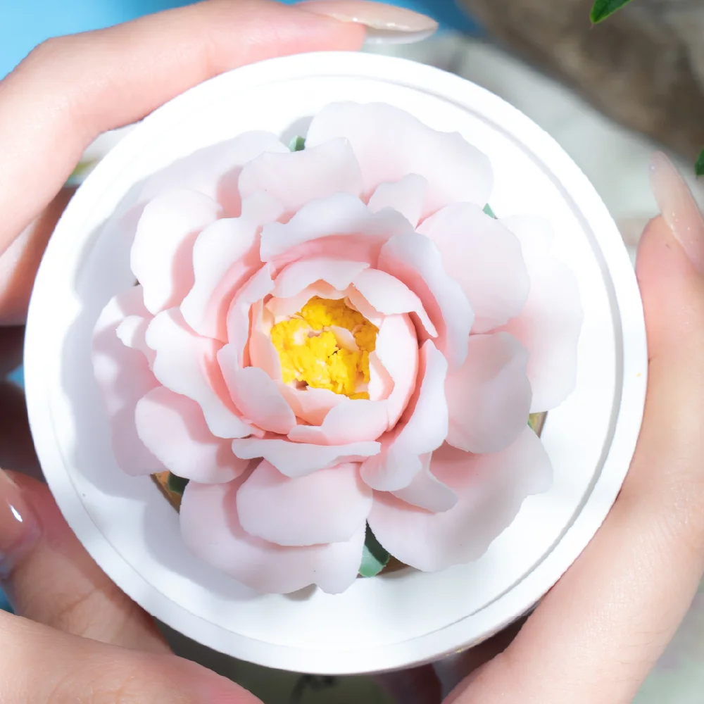 Intangible Cultural Heritage Hand-Pinched Pink Small Peony Ceramic Flower - Image 6