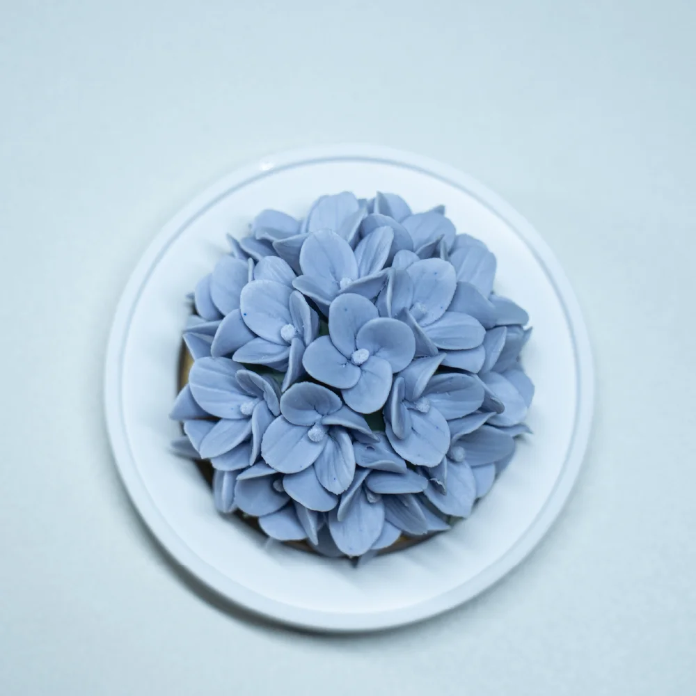 Intangible Cultural Heritage Hand-Pinched Purple Hydrangea Ceramic Flower - Image 3
