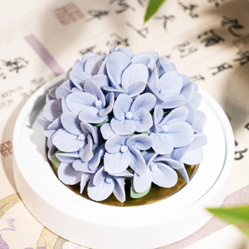 Intangible Cultural Heritage Hand-Pinched Purple Hydrangea Ceramic Flower - Image 4