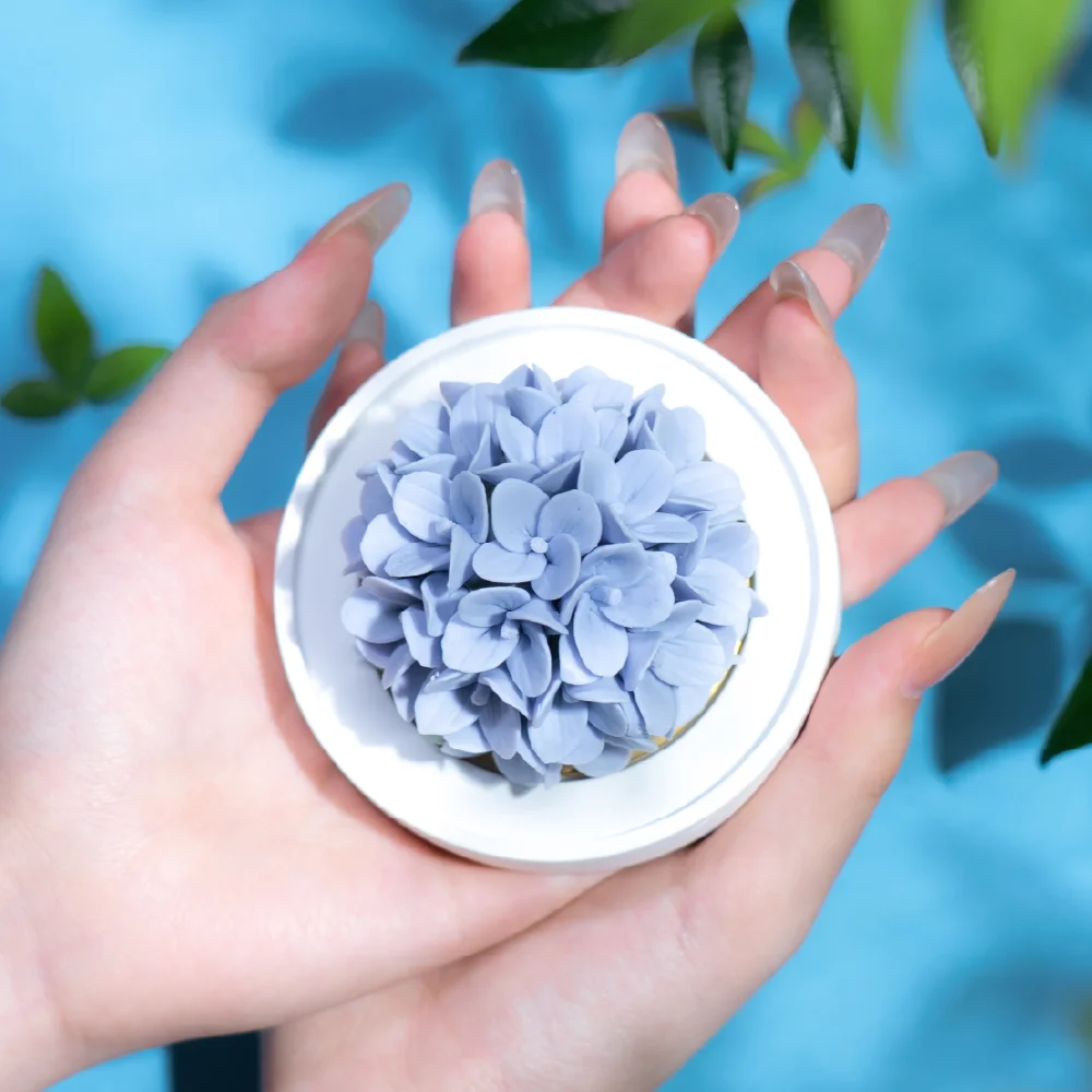 Intangible Cultural Heritage Hand-Pinched Purple Hydrangea Ceramic Flower - Image 5