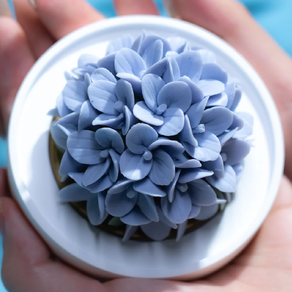Intangible Cultural Heritage Hand-Pinched Purple Hydrangea Ceramic Flower - Image 6