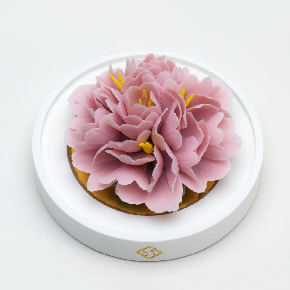 Intangible Cultural Heritage Hand-Pinched Purple Peony Ceramic Flower - Image 2