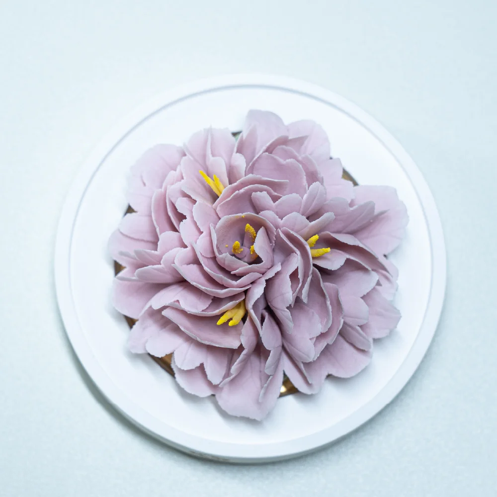Intangible Cultural Heritage Hand-Pinched Purple Peony Ceramic Flower - Image 5
