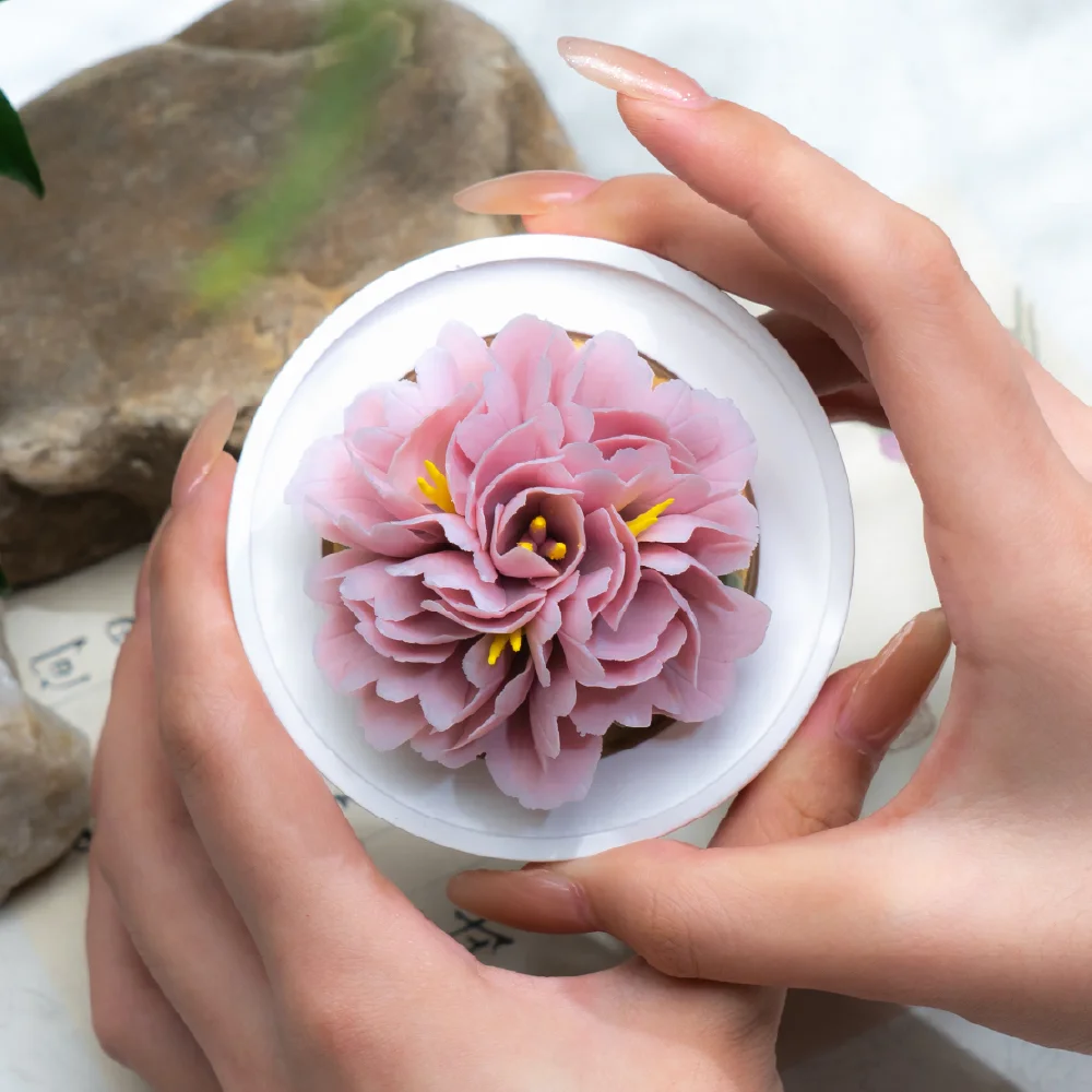 Intangible Cultural Heritage Hand-Pinched Purple Peony Ceramic Flower - Image 6