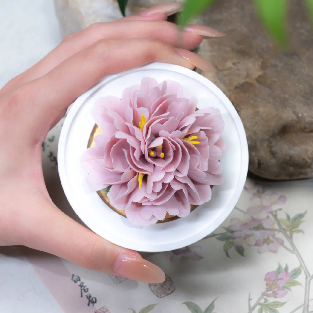 Intangible Cultural Heritage Hand-Pinched Purple Peony Ceramic Flower - Image 7