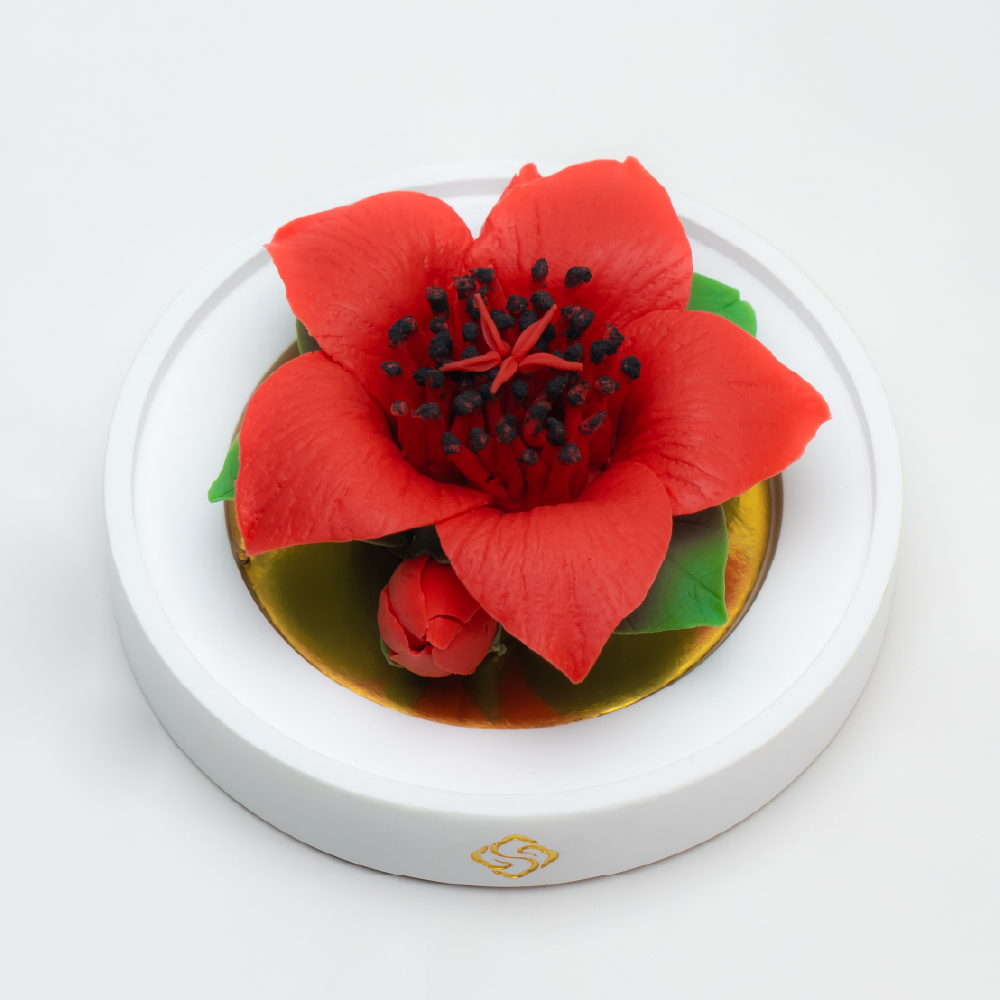 Intangible cultural heritage hand-kneaded red kapok ceramic flowers - Image 2