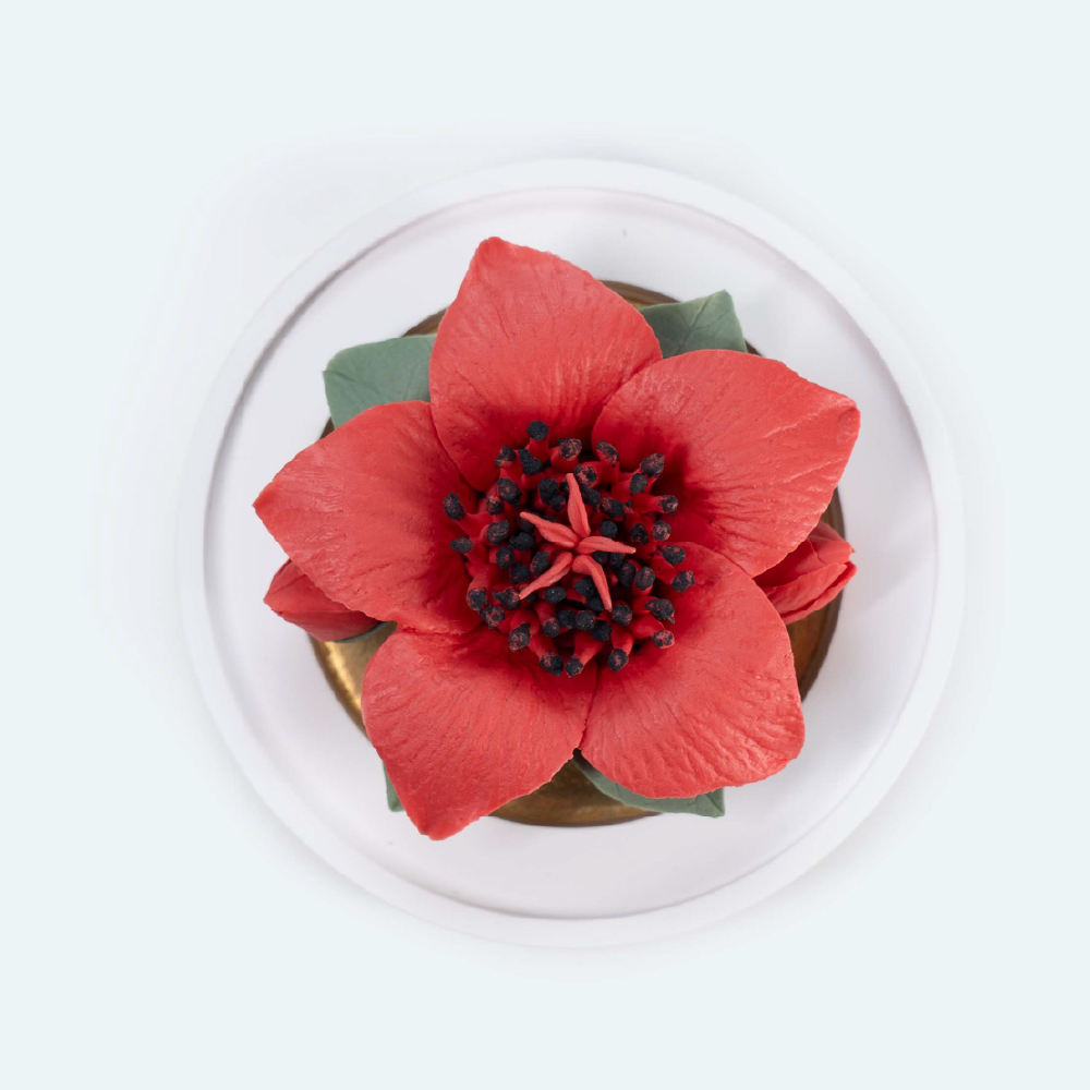 Intangible cultural heritage hand-kneaded red kapok ceramic flowers