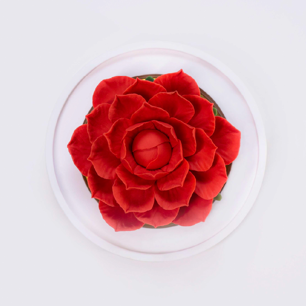 Intangible Cultural Heritage Hand-Pinched Red Camellia Ceramic Flower