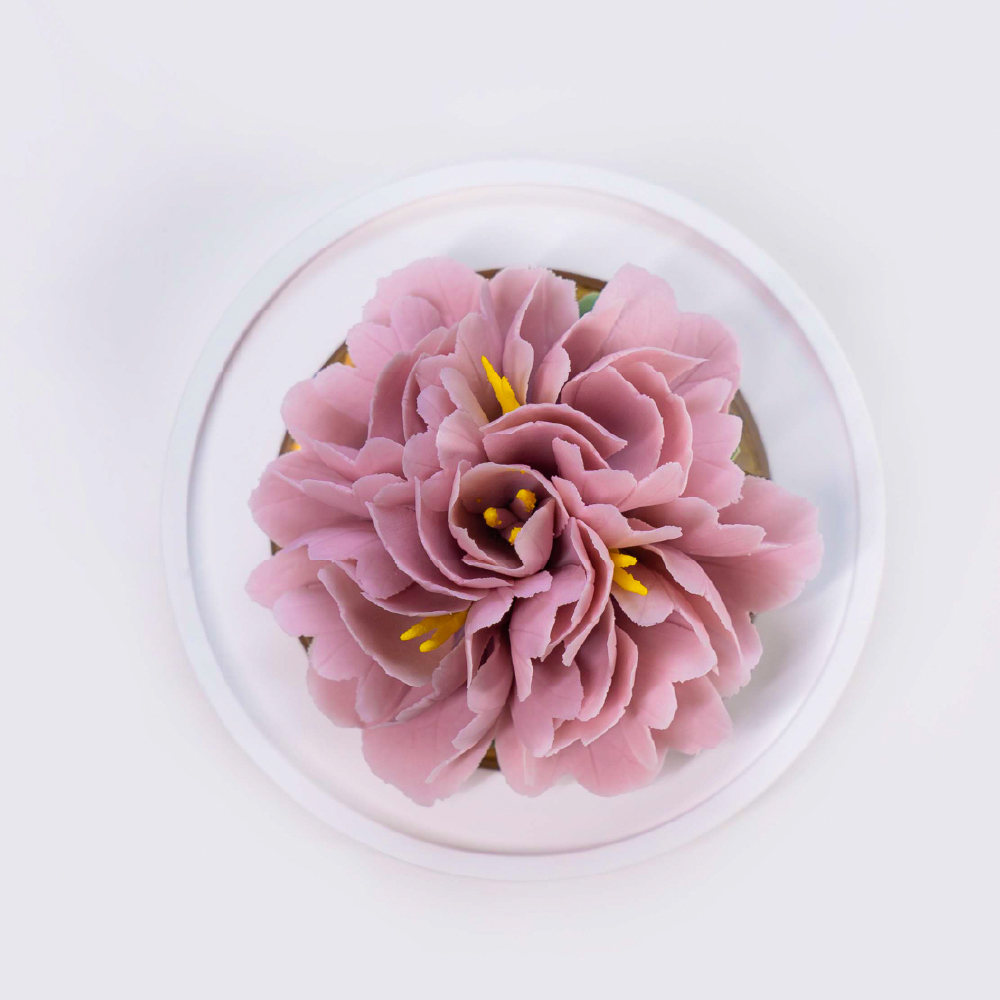 Intangible Cultural Heritage Hand-Pinched Purple Peony Ceramic Flower