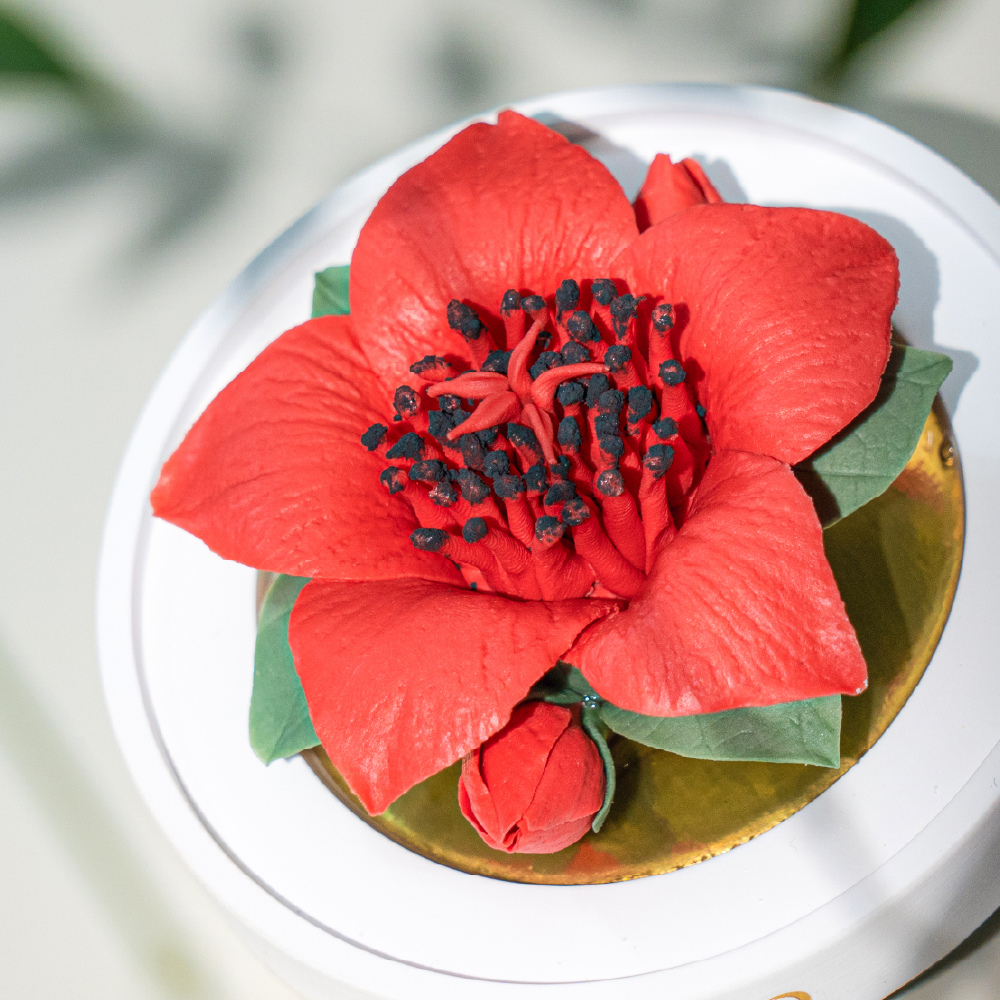 Intangible cultural heritage hand-kneaded red kapok ceramic flowers - Image 5