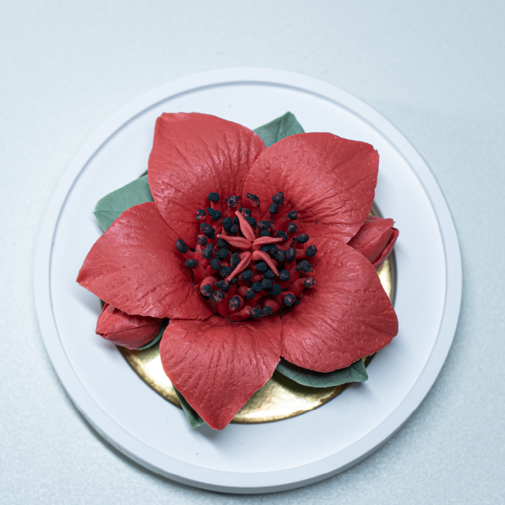 Intangible cultural heritage hand-kneaded red kapok ceramic flowers - Image 9