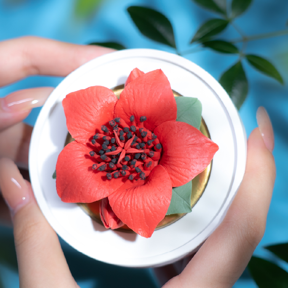 Intangible cultural heritage hand-kneaded red kapok ceramic flowers - Image 8