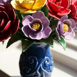 ceramic flower bouquet in sunlight